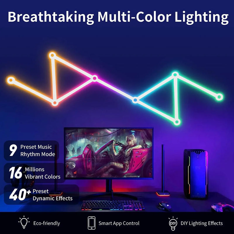 WIFI RGB Backlight Decorative Light Bar LED DIY Splicing Wall Lights Atmosphere Night Lamp Music Rhythm TV Bedroom Game Room