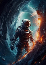 Astronaut Spaceman Oil Painting Wall Art Vibrant Sci-Fi Canvas Print Poster Colorful Outer Space Themed Living Room Decor Gift