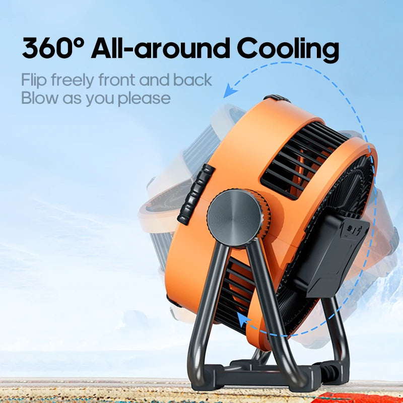 New 6 in 1 Outdoor Camping Fan 20000mAh Rechargeable Portable Wireless Tent Ceiling Fan 4 Speed Adjustment with Hook & LED Light