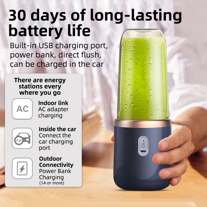 1pc Portable Small Electric Juicer Stainless Steel Blade Cup Juicer Fruit Automatic Smoothie Blender Kitchen Tool