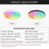 TUYA Smart Music Ceiling Light LED RGB Remote Control APP Bluetooth Audio Home Decorative Light Living Room Bedroom Ceiling Lamp