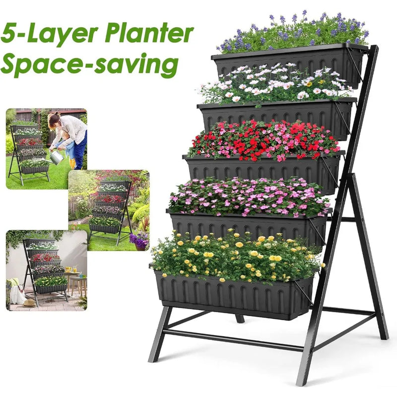 Vertical Raised Garden Bed, 5 Tiers Elevated Garden Planters, 23 * 26 * 45Inch Indoor Outdoor Raised Planter Box
