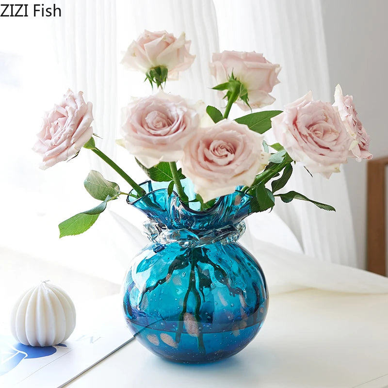 Lucky Bag Glass Vase Ornament Hydroponic Vase Artistic Flowers Vessels Decorative Vases Flower Arrangement Dried Flower Vases