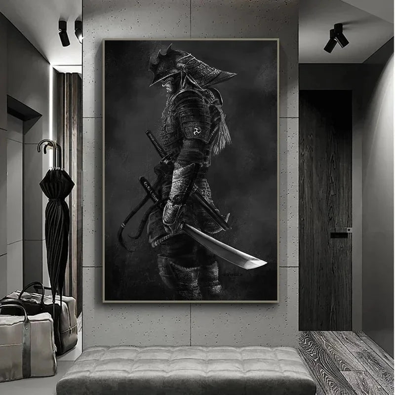 Vintage Japanese Samurai Poster Printed Canvas Modern Living Room Drawing Art Decor Black White Photo Wall Decoration No Frame