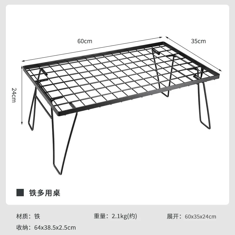 CAMPINGMOON T230/T-2303 Multi purpose Iron Storage Rack Camping Table Portable Multi functional BBQ Outdoor Folding Table