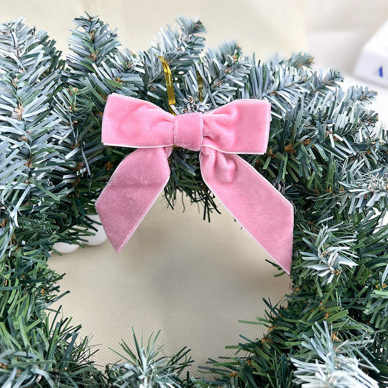 20/40/100Pcs Christmas Bows Decorations Velvet Bows for Xmas Tree Ornaments with Ribbon for Wreath Garland Gift Wrapping Crafts