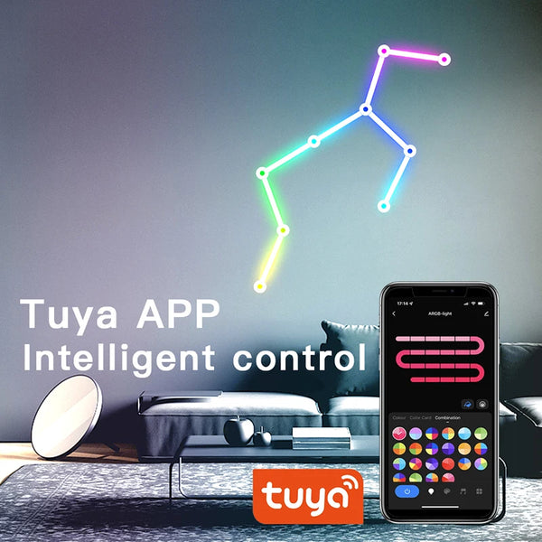 WIFI LED Smart Wall Lamp RGBIC Light Bar DIY Atmosphere Light Starry Sky Lamp App Music Rhythm TV Backlight Bedroom Game Light