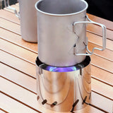 Mini Alcohol Stove Ultralight Titanium Liquid Spirit Alcohol Stove With Cross Stand & Windshield for Outdoor Camping Picnic