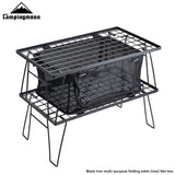 CAMPINGMOON T230/T-2303 Multi purpose Iron Storage Rack Camping Table Portable Multi functional BBQ Outdoor Folding Table
