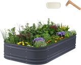 17" Tall 10 in 1 Novel Modular Raised Garden Bed Kit, Metal Planter Box for Vegetables Flowers Herbs
