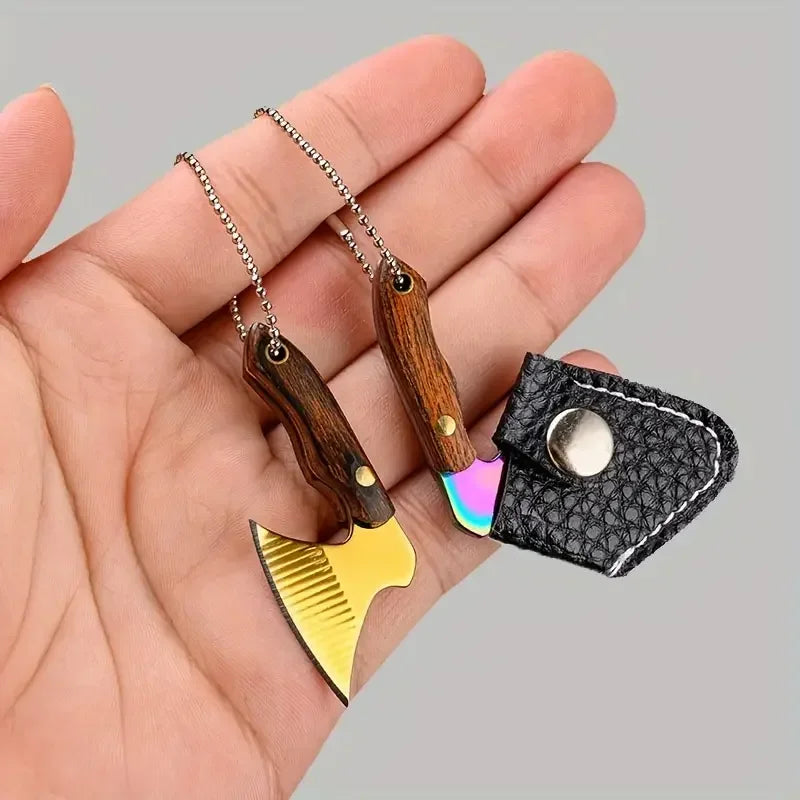 Mini Stainless Steel Small Axe Portable Key Chain, Small Kitchen Knife Disassembly  Gift Key Pendant Decoration, Outdoor Tool