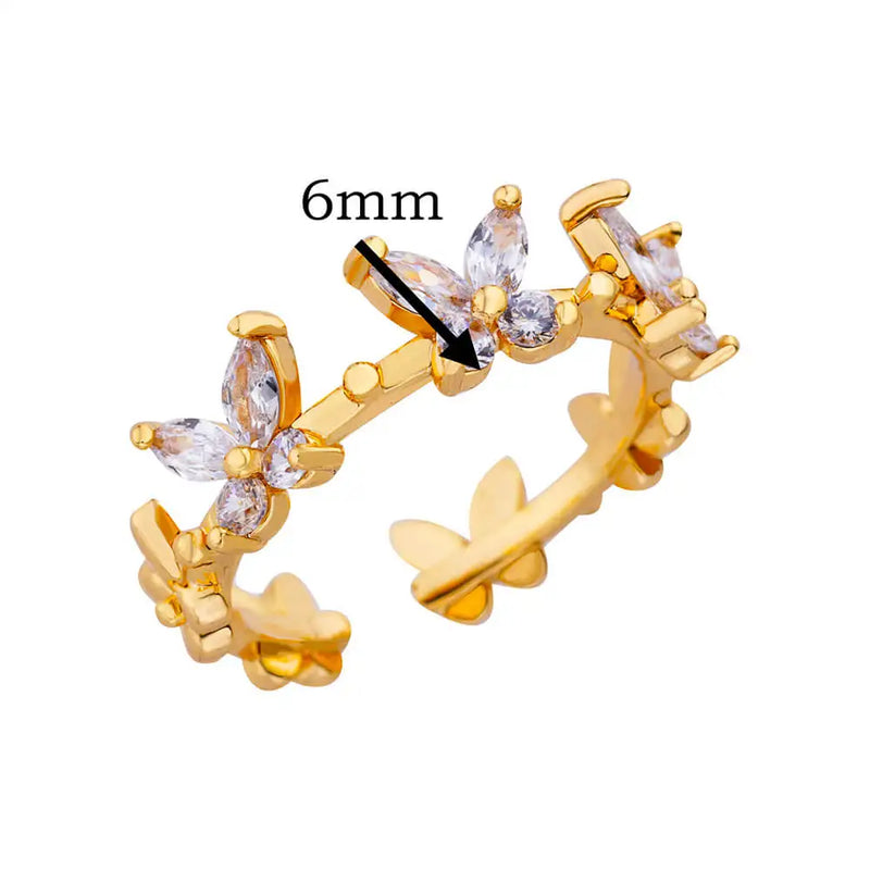 White Zircon Geometric Stainless Steel Rings For Women Adjustable Gold Plated Simplicity Ring Wedding Aesthetic Jewelry Gift BFF