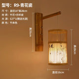 Classic Bamboo Wood Lustre Wall Sconce Lamp Rustic Ceiling Rattan Wicker Light Handmade Art Craft for Home Living Bed Room Decor