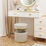 Unique Round Swivel Stool, PU Leather 660LBS High Load, 360° Adjustable Height Vanity Stool for Makeup Chair, Massage Table