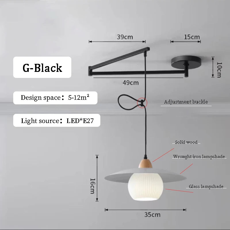 Modern Dining Table Rocker Chandeliers LED Can Be Shifted Long Pole Lamps Nordic Simple Telescopic Folding Long Arm Chandelier
