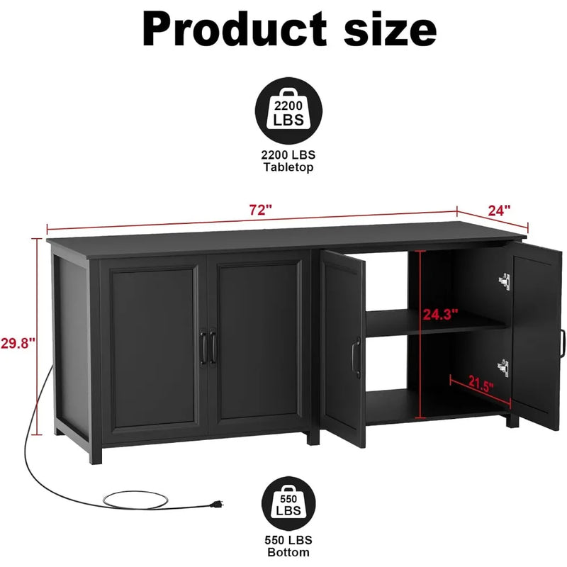 180-200 Gallon Large Fish Tank Stand, Aquarium Stand with 72"*24" Tabletop Fits 125/150/180/200 Volumns Aquariums,2200LBS Capac