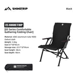 ShineTrip Outdoor Camping Foldable Portable Chair Aluminum Alloy High Back Recliner Fishing Picnic Equipment Chair