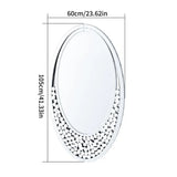 Modern Decor Mirror Large Wall Mirror Elliptical Vanity Mirror w Diamonds Crystal Frame for Home Livingroom Dining Room
