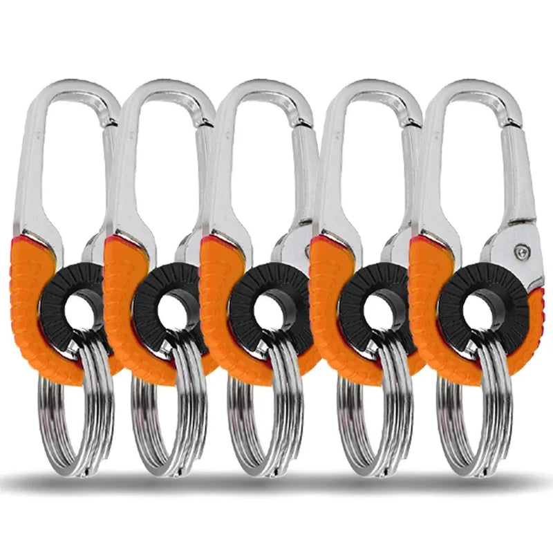 Men Keychain Hook Stainless Steel Keychain Buckle Outdoor Carabiner Climbing Tool Double Ring Car Fishing Key Ring Accessories