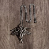 Retro Fallen Angels Necklace for Men Women Holy Four Wings Angel Goddess Pendent Punk Personality Jewelry Anniversary Gifts