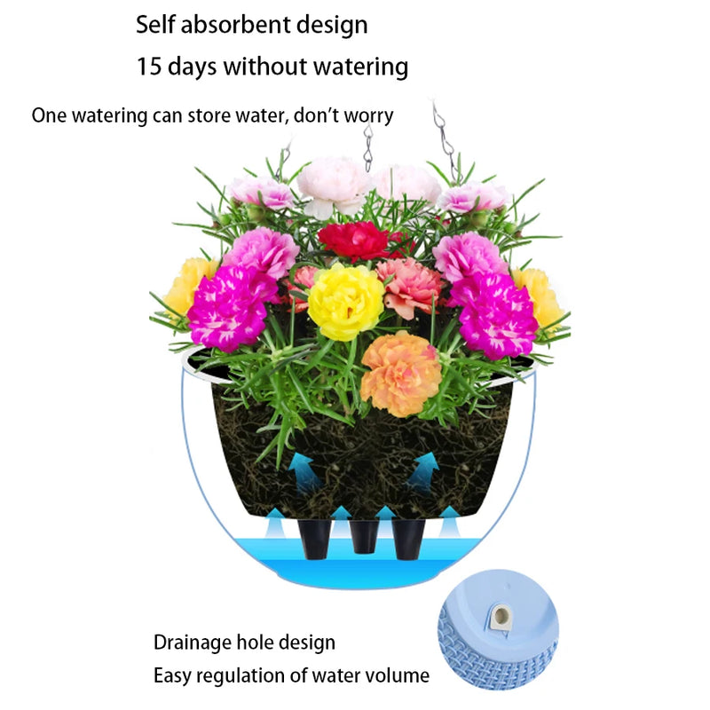 European Style Honeycomb Pattern Imitation Rattan Hanging Hanging Plastic Flower Pot Hanging Pot Indoor Hanging Basket