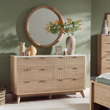 FlutedDresser, Modern Chest of Drawers with Faux Marble Top, Curved Profile Design, Wood Drawer Organizer for Bedroom