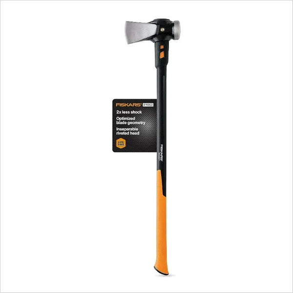 8lb. Wood Splitting Maul - 36" Shock Control SoftGrip Handle - Wood Splitter Tool and Maul for Splitting Wedge - Black/Orange