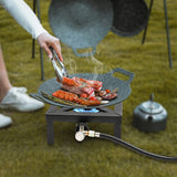 8000W Portable Single Burner Outdoor Gas Stove Propane Cooker with Adjustable 0-20Psi Regulator Hose for Patio Camping BBQ