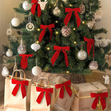 20/40/100Pcs Christmas Bows Decorations Velvet Bows for Xmas Tree Ornaments with Ribbon for Wreath Garland Gift Wrapping Crafts