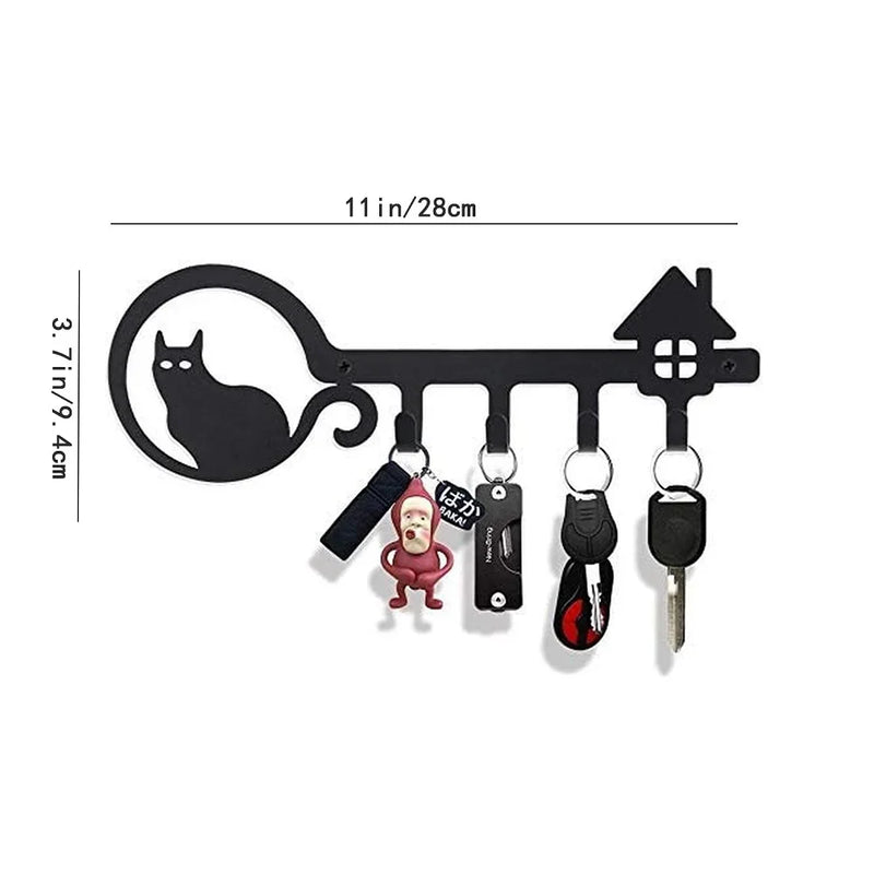 Multifunctional Iron Wall Hanging Cute Cat Key Rack Festive Atmosphere Cat Wall Rack Hook Household Key Coat Hanger Hook