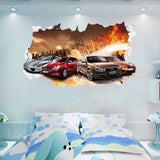3D Supercross Vehicle Wall Stickers Wild jeep Broken Wall Poster Wall Art Car Decal Kids Room Decoration murals Boys Favors