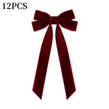 12pcs Christmas Bow Decorations Velvet Ribbons Xmas Wreaths Gift Ties Diy Home Holiday Decorations Pendants Party Supplie
