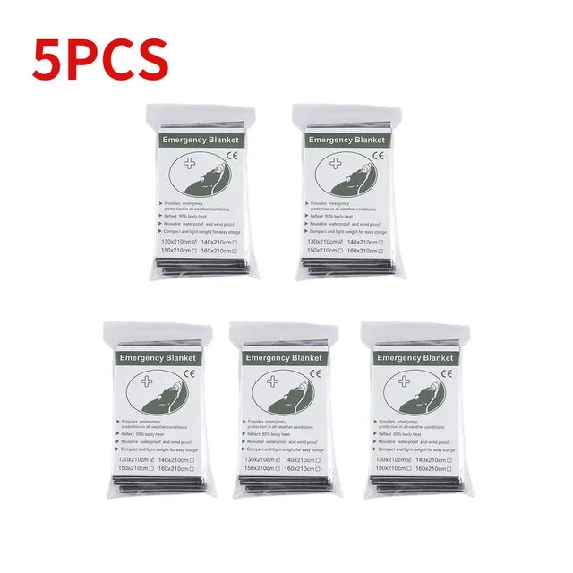 5-30pcs Outdoor Emergency Survival Blanket First Aid Rescue Kit Waterproof Waterproof Foil Thermal Camping Military Blanket Hot