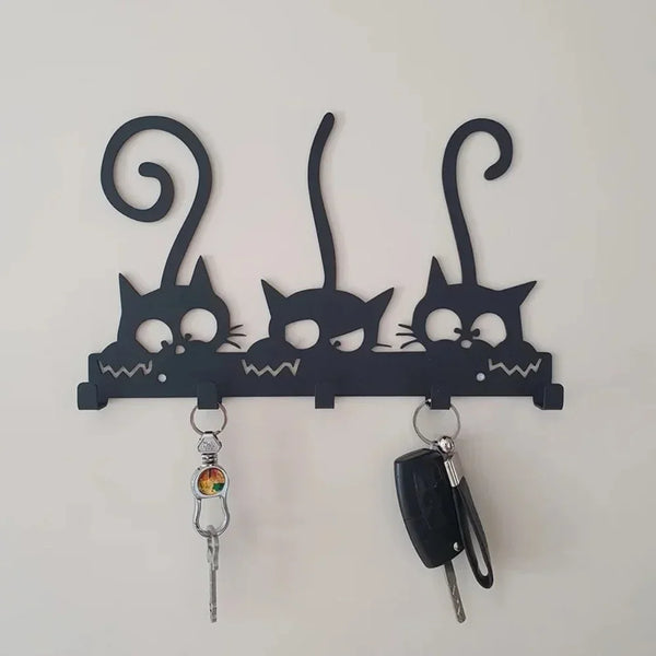 Wall Mounted Coat Rack Vintage Black Metal Key Holder Wall Hooks for Clothes & Hats Stylish Wall Hanger Elegant Artwork