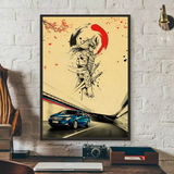 Japanese Cars Samurai Poster Poster HD art sticky wall waterproof home living room bedroom bar aesthetic decoration