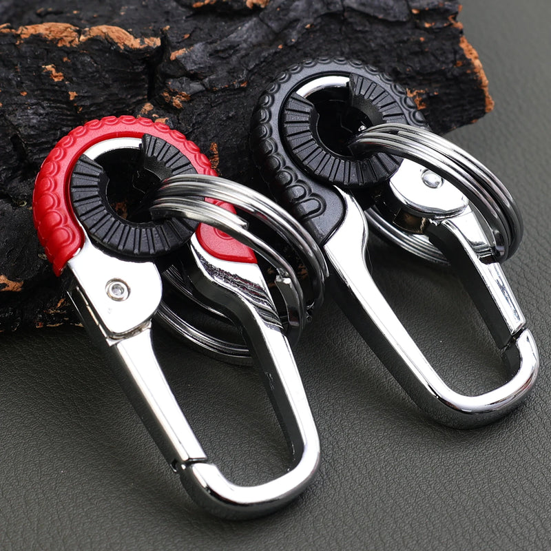 Men Keychain Hook Stainless Steel Keychain Buckle Outdoor Carabiner Climbing Tool Double Ring Car Fishing Key Ring Accessories