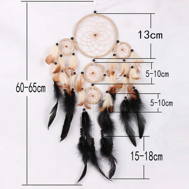 Feather Dream Catcher Indian Style Wall Hanging Wind Chimes For Car Ornaments Room Decor with Rattan Bead Dreamcatchers