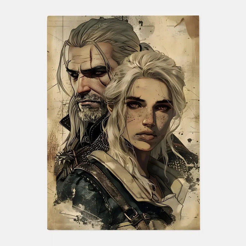 The W-Witcher 3 Wild Hunt Game Poster HD art sticky wall waterproof home living room bar decoration