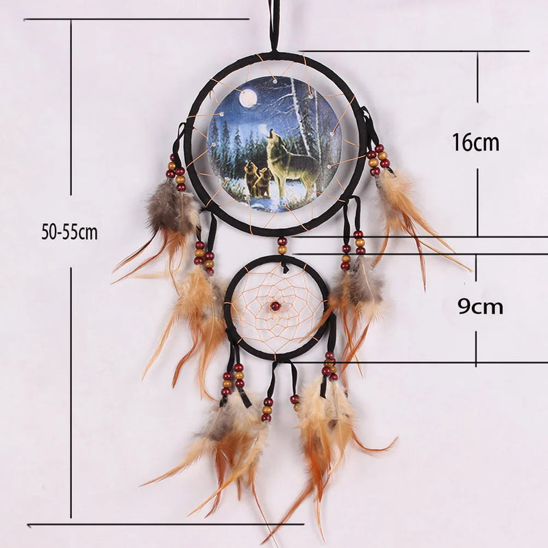 Feather Dream Catcher Indian Style Wall Hanging Wind Chimes For Car Ornaments Room Decor with Rattan Bead Dreamcatchers