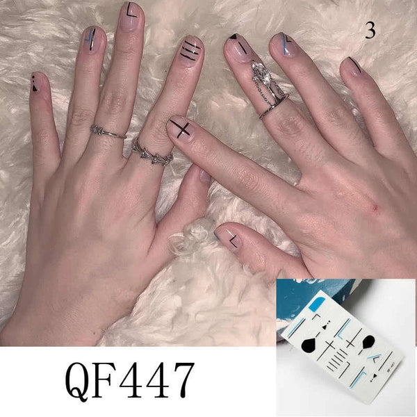 Shiny Self-adhesive Nail Stickers Short Black Lacquer Strips For Nails Full Cover False Nails Stickers Waterproof Manicure Film