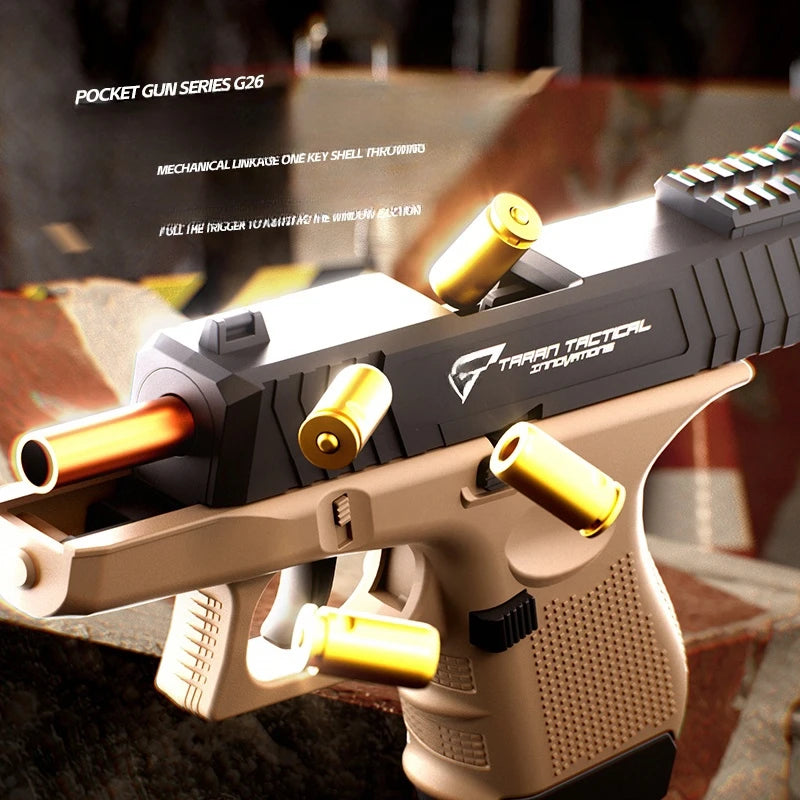 TTI Manual Mini G26 Pocket Toy Gun Continuous Shell Throwing Model Soft Bullet Launcher BlowBack Airsoft Small Pistol