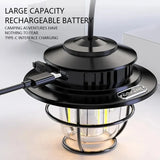 LED Camping Lantern Retro Hanging Light Portable Stepless Dimming Waterproof Rechargeable Outdoor Camping and Emergency Lighting