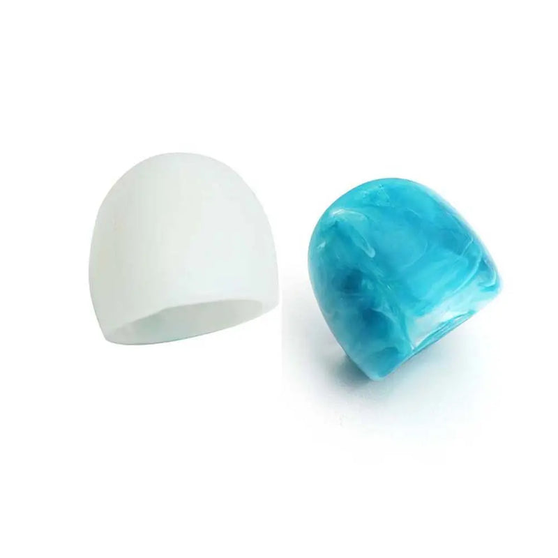 Blue Fashion Large Round Geometric Acrylic Resin Finger Rings Women Rings Set Korean Style Resin Rings