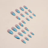 24-piece Long French Minimalist Flash Drill Nail with 1 Jelly Glue and 1 Nail File