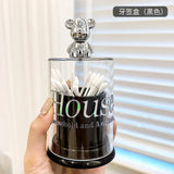 Creative Bear Toothpick Box Cotton Swab Storage Box Toothpick Holder Container Toothpick Dispenser Kitchen Storage Gadgets
