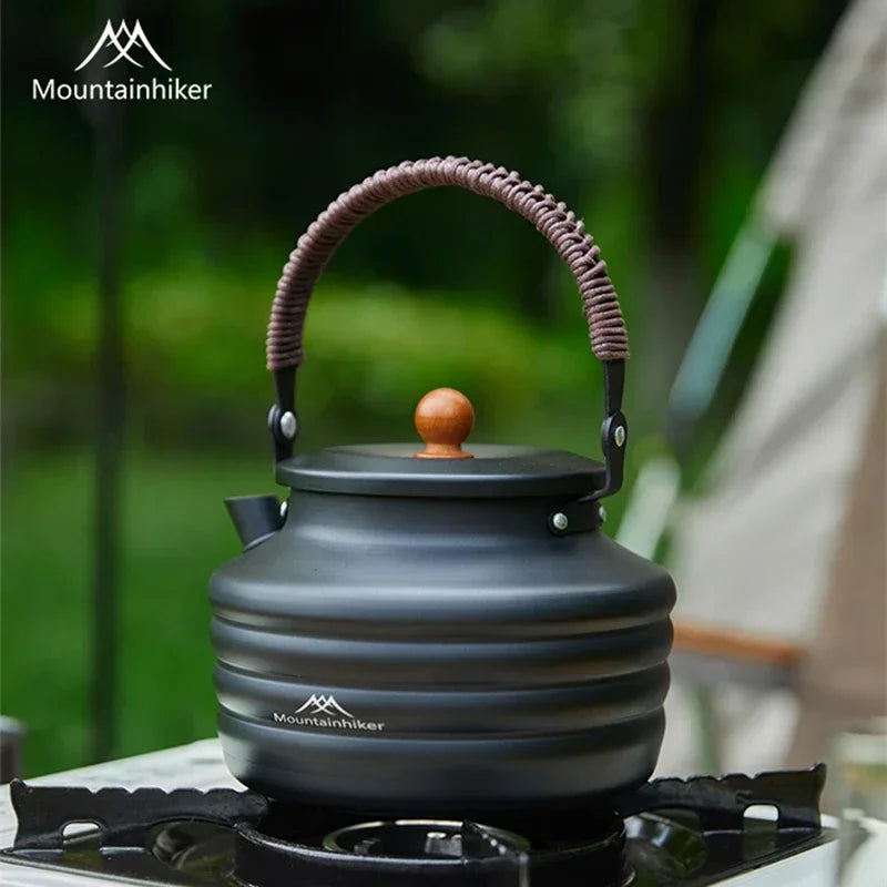 MOUNTAINHIKER 1.4L Camping Water Kettle Aluminum Alloy Teapot Coffee Pot Ultralight Outdoor Boiling Stovetop Pot Tableware