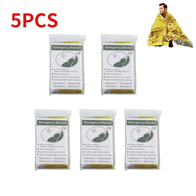 5-30pcs Outdoor Emergency Survival Blanket First Aid Rescue Kit Waterproof Waterproof Foil Thermal Camping Military Blanket Hot