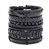 1 Fashion Bracelet Viking  Bracelet For Men Hand Bracelets Woven Skull Hand Jewelry Adjustable Leather Set Bracelet For Leather