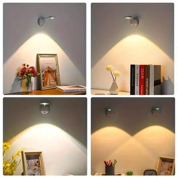 HPH USB Rechargeable Intelligent Human Sensing Wireless Wall Light Dimmable Led Spotlight For Lighting Paintings Pictures