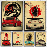 Japanese Cars Samurai Poster Poster HD art sticky wall waterproof home living room bedroom bar aesthetic decoration